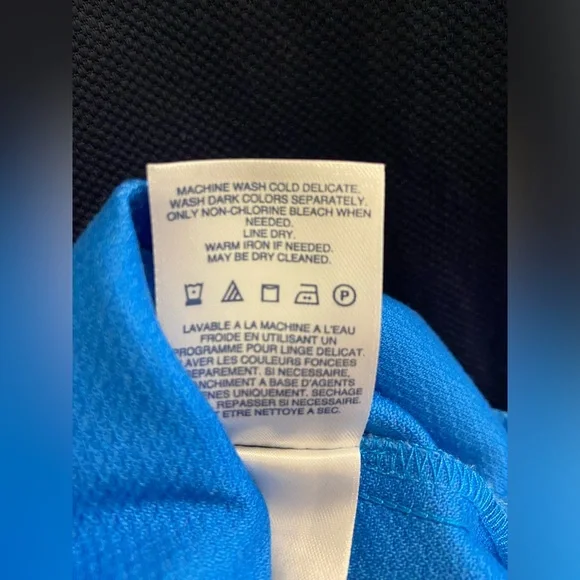 Lands’ End Textured Cotton Spandex Colorblock Short Sleeve V Neck Dress Size 16 - Picture 7 of 9